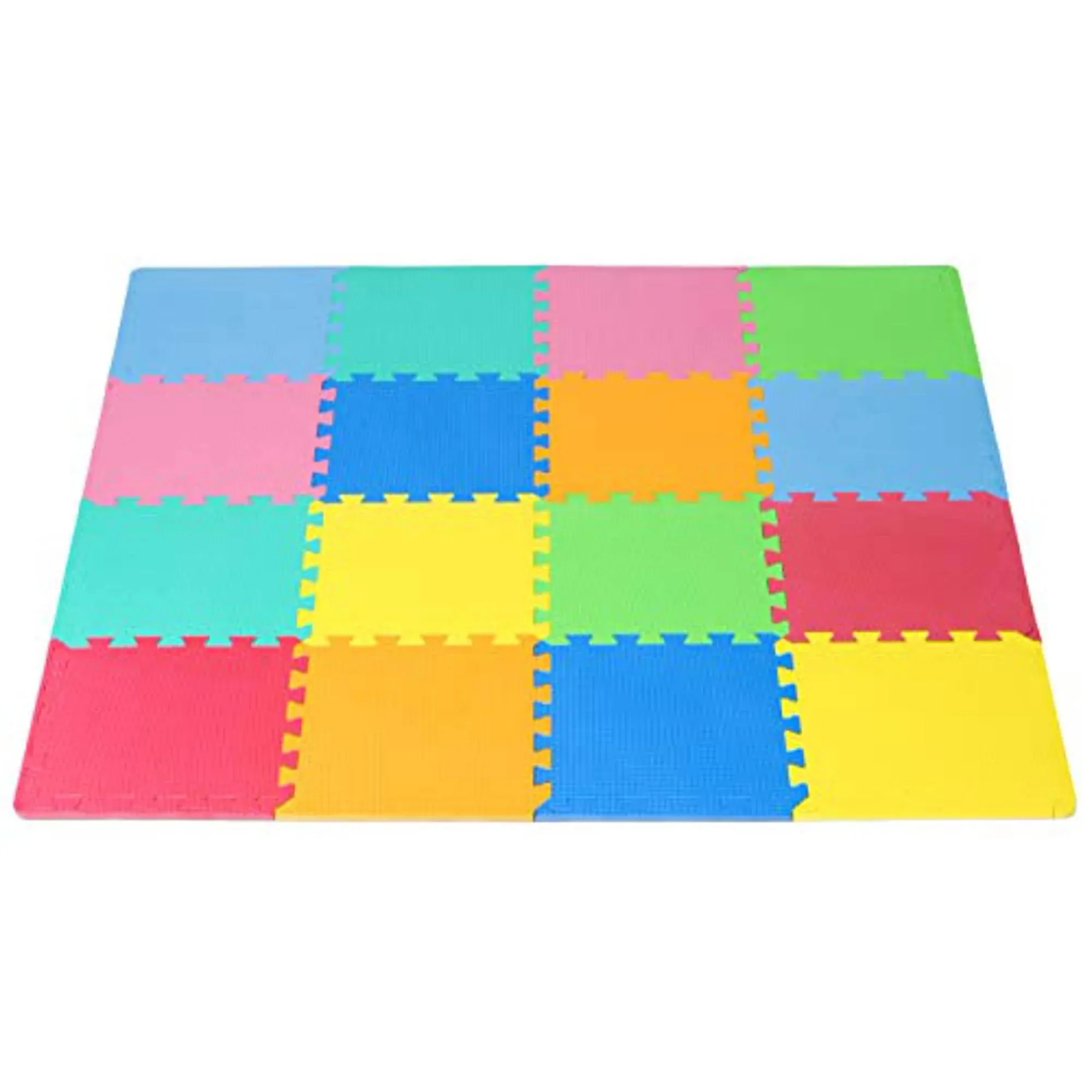 Prosource Foam Puzzle Floor Play Mat for Kids and Babies with Solid Colors, 36 o