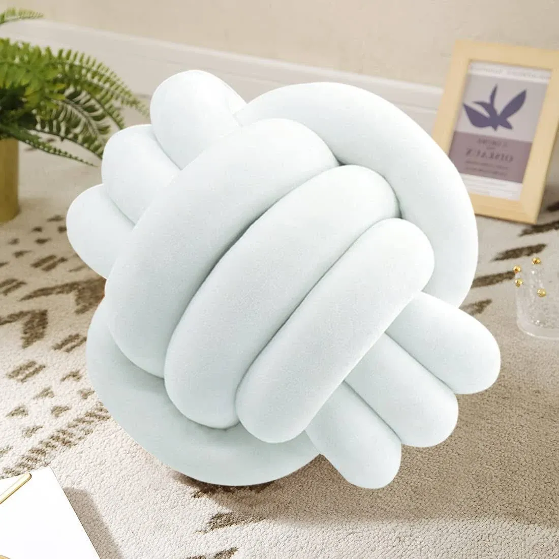 KUCCO-PILLOW Knot Pillow Ball-shaped Decorative Throw Pillows,White 20cm Cute ...