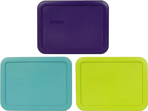 Pyrex 7210-PC 3 Cup (1) Purple, (1) Edamame Green, and (1) Turquoise Plastic Replacement Lids