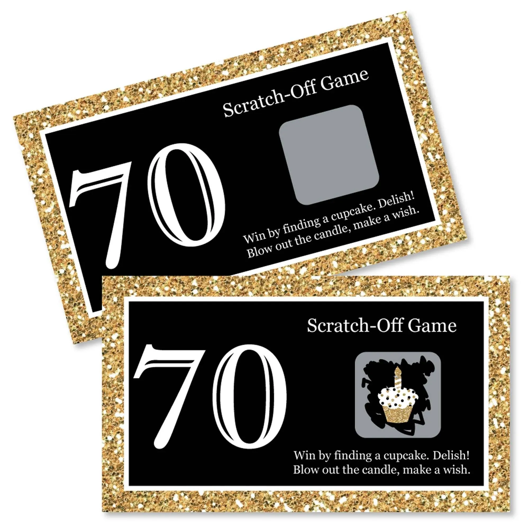 Adult 70th Birthday Gold Party Game Scratch Off Cards 22 Count