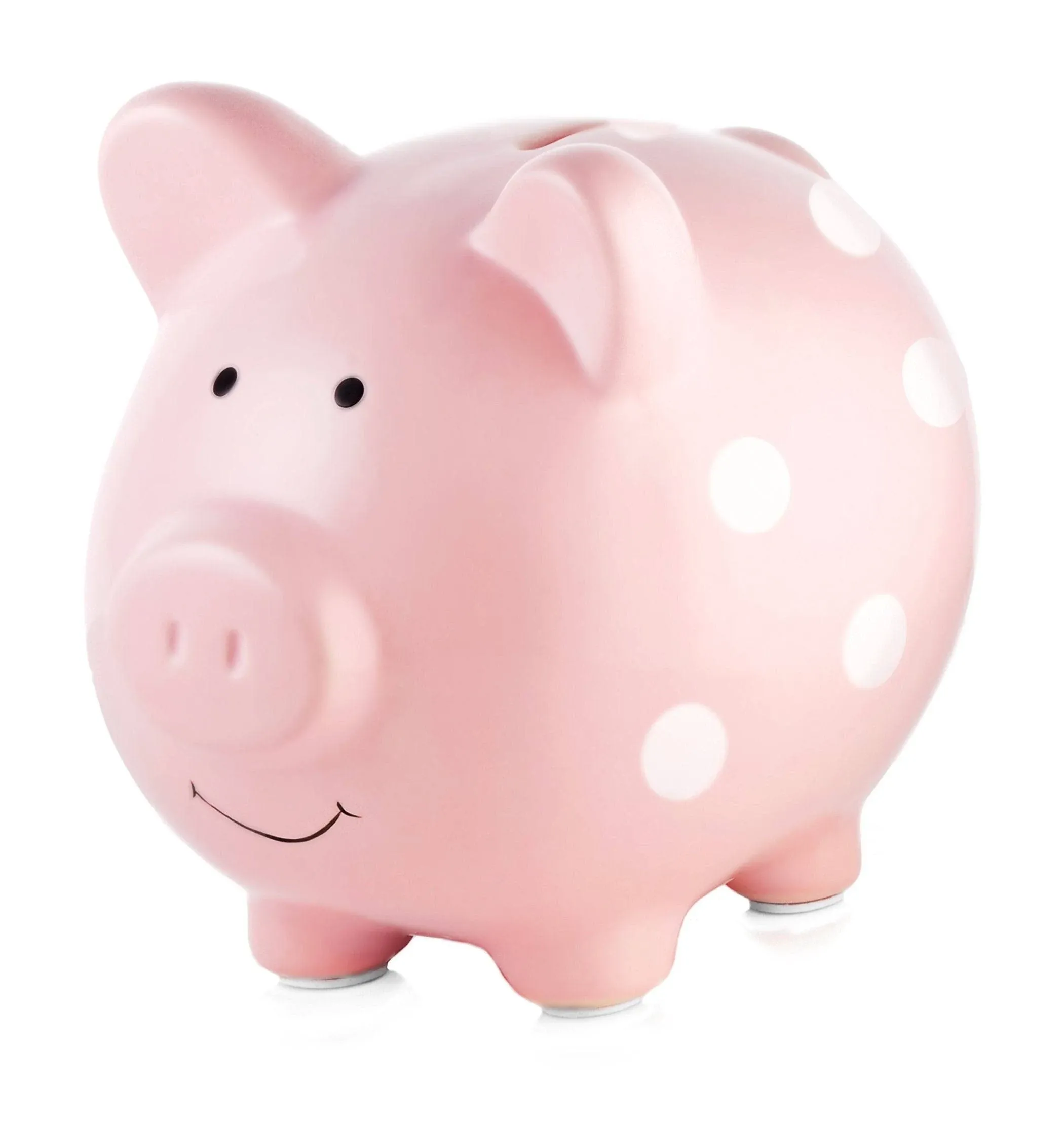 Pearhead Ceramic Piggy Bank (Polka Dot Pink)