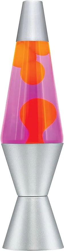 14.5-Inch Silver Base Lava Lamp with Purple Wax in Blue Liquid - 2118