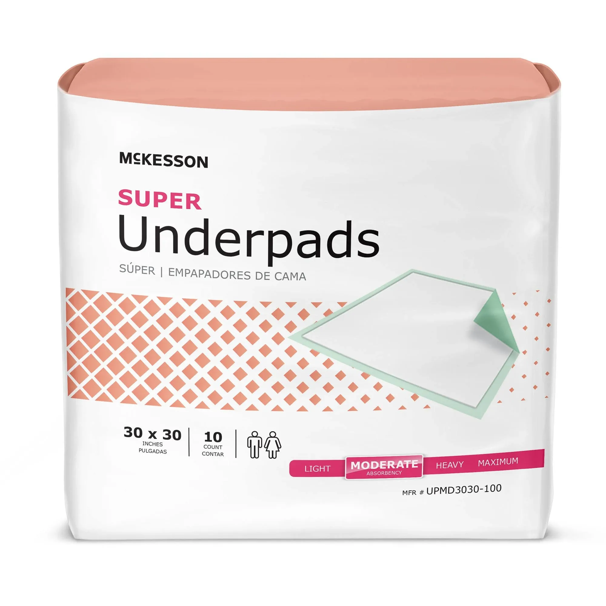 McKesson Super Underpads, Incontinence Bed Pads, Moderate Absorbency, 23 in x 36 in, 150 Count