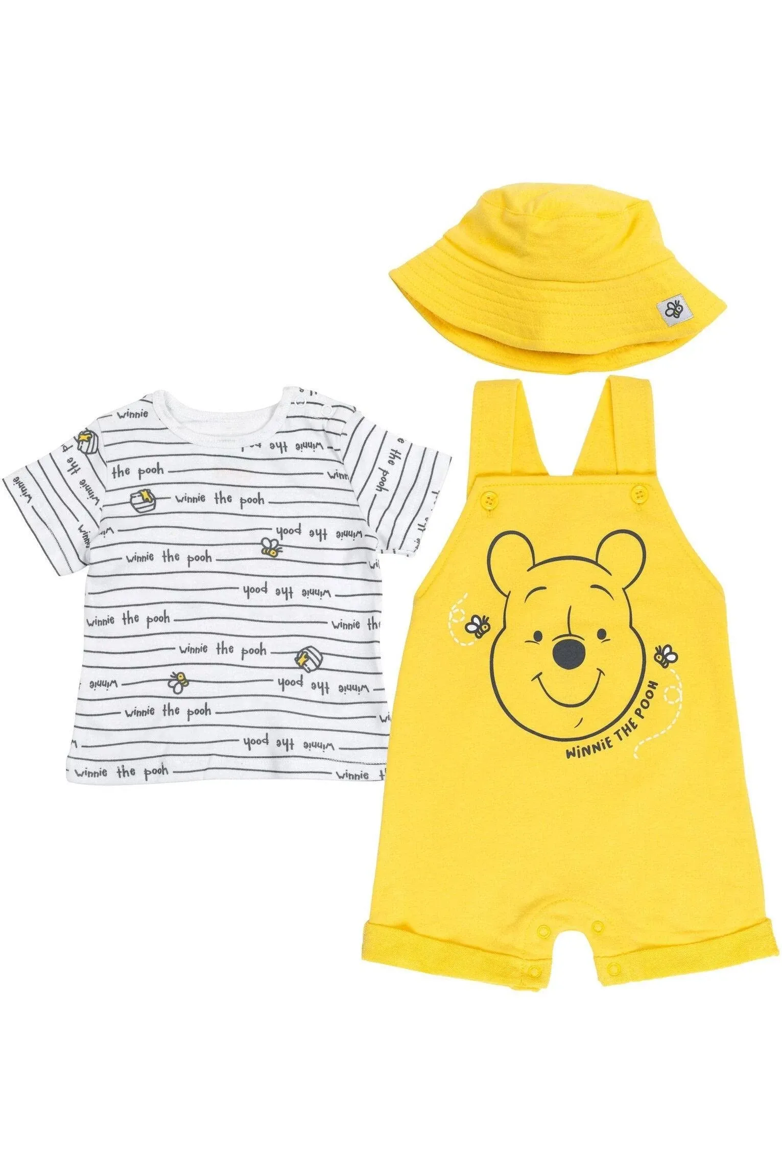 Disney Tigger Winnie The Pooh Baby French Terry Short Overalls T-Shirt and Hat 3 ...