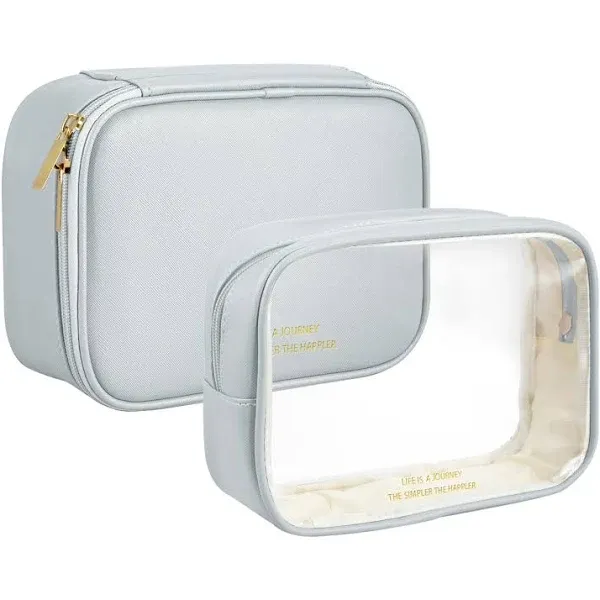 Clear Makeup Bag Travel Makeup BagCosmetic Bag Set2Pcs Large Makeup Bag2in1 P...