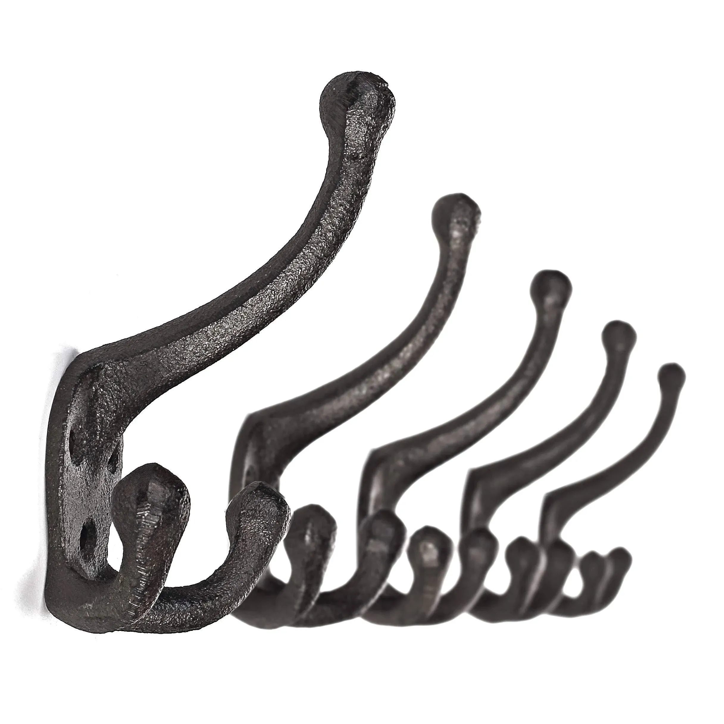 5-Pack Trileg Coat Hooks. Wall Mounted, Heavy Duty Decorative Black Wall Hooks f