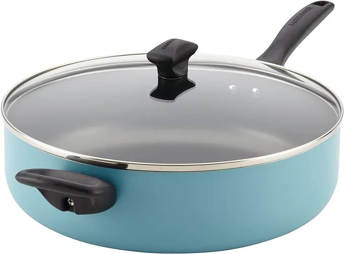 Farberware 6 qt. Aluminum Nonstick Covered Jumbo Cooker with Helper Handle Aqua