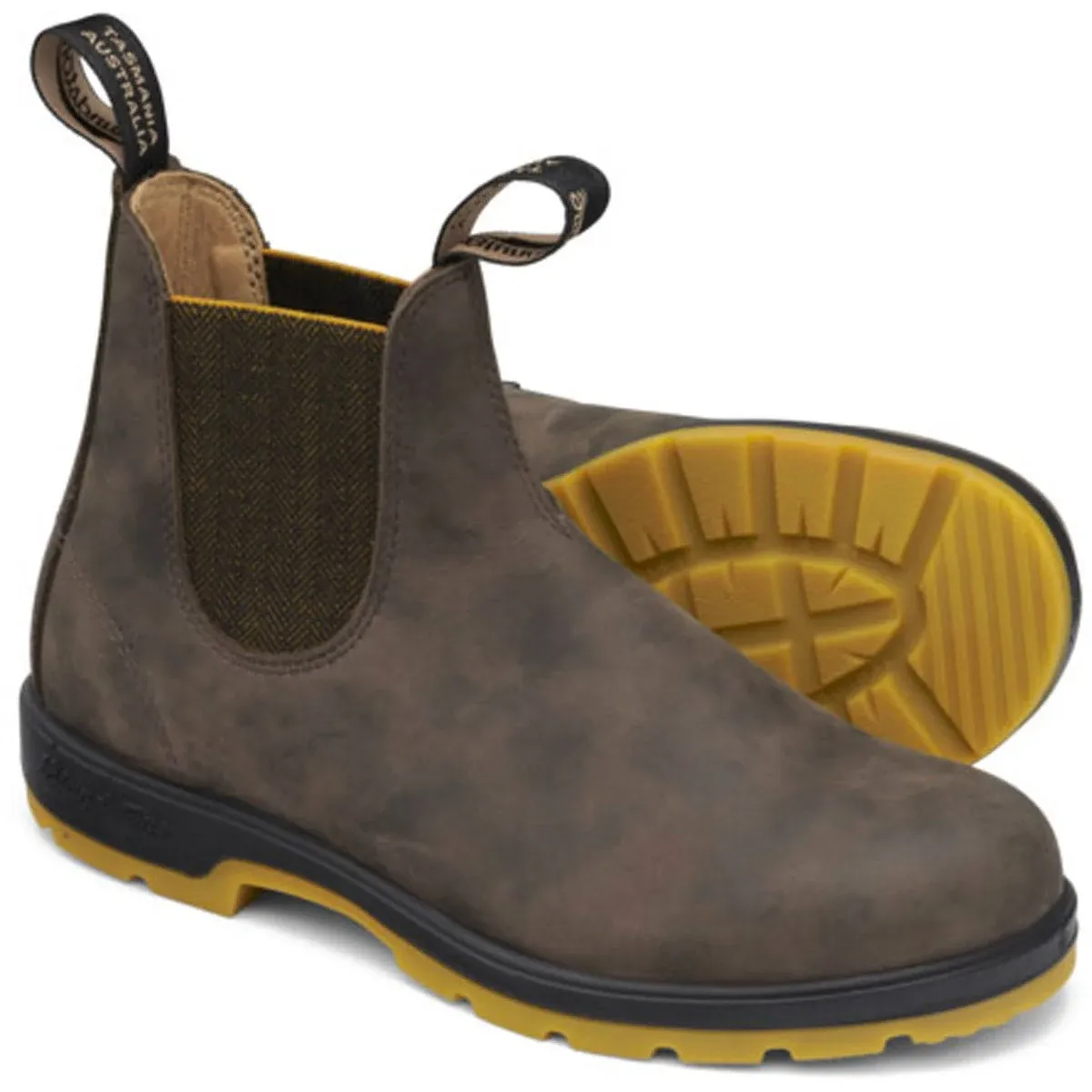 Rustic Brown / Mustard Premium Leather Chelsea Boots, Youth Style 1944 - Blundstone USA