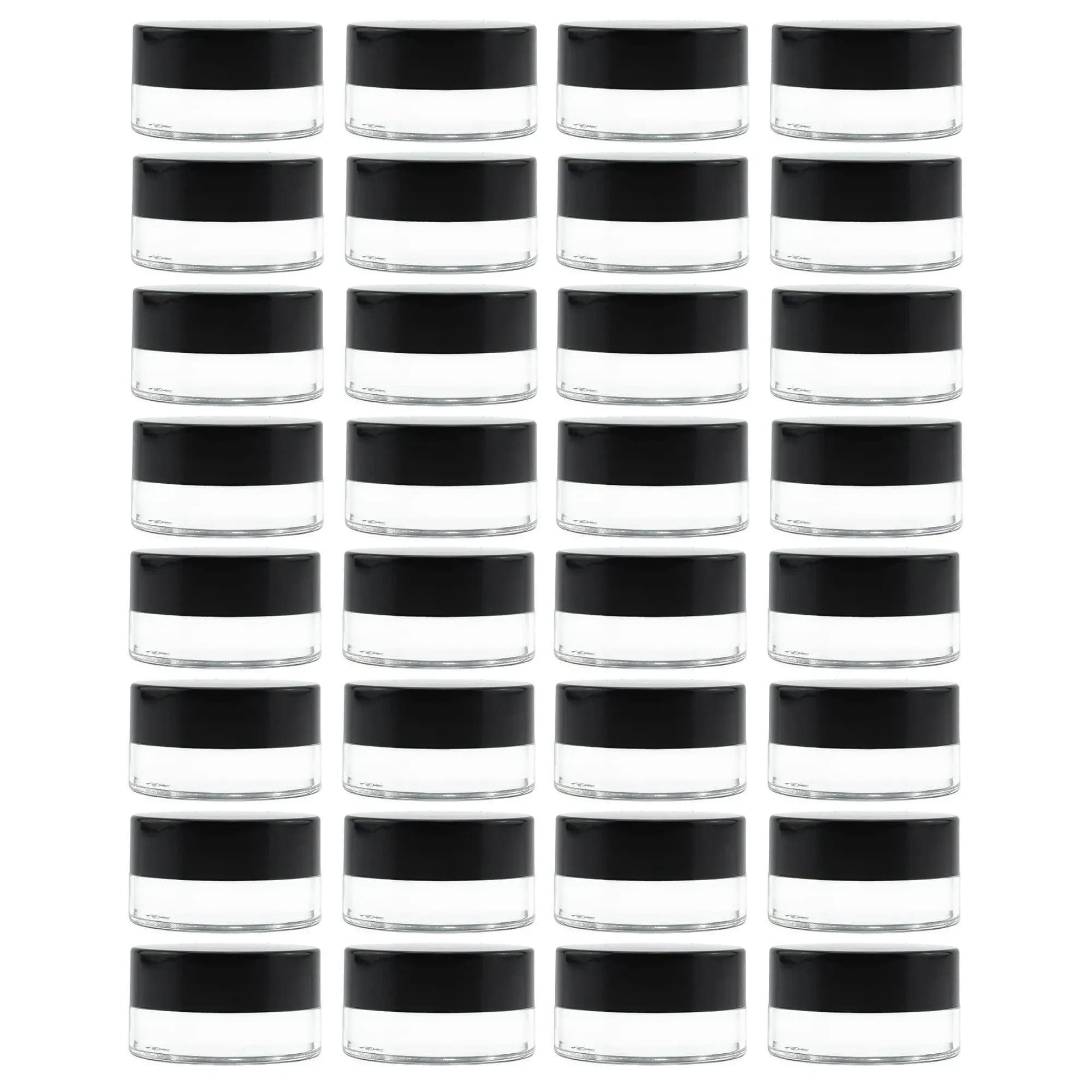 Cornucopia Brands 7-Milliliter Glass Lip Balm Jars (24-Pack).25-Ounce Thick-Walled Containers (7ml Clear with Black Metal Lids)