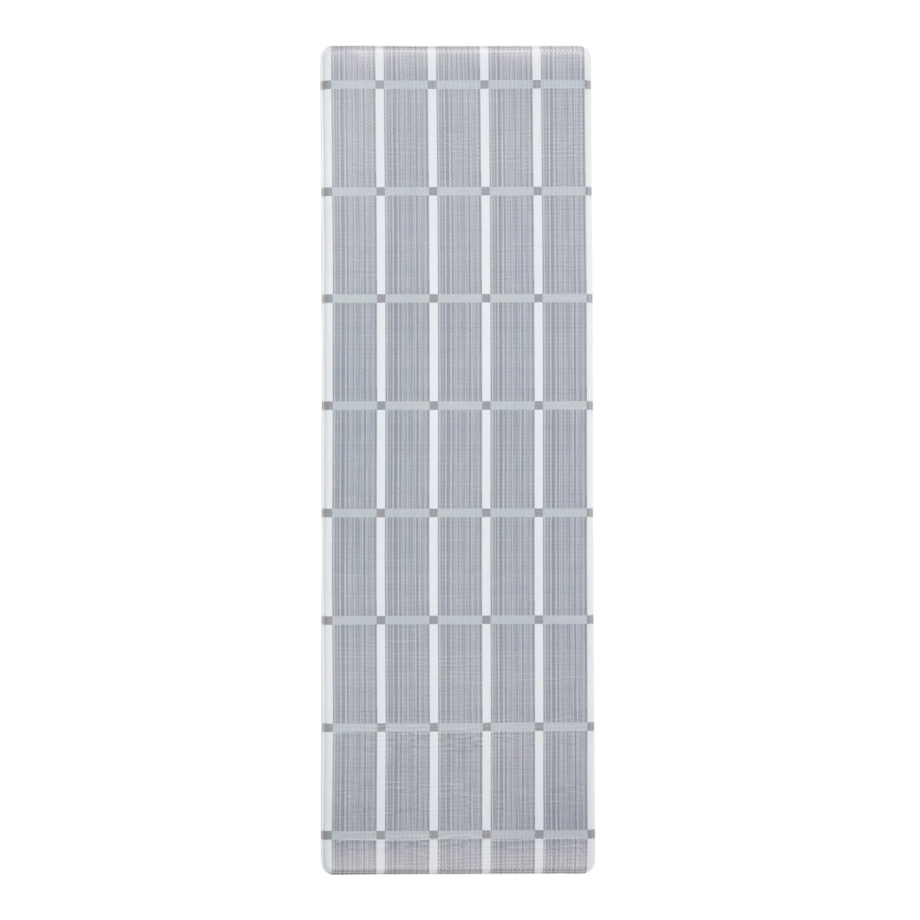 TOWN & COUNTRY LIVING Basic Comfort Plus Windowpane Plaid Dark Grey 18 in. x 55 in. Anti Fatigue Mat 1A-E004-451