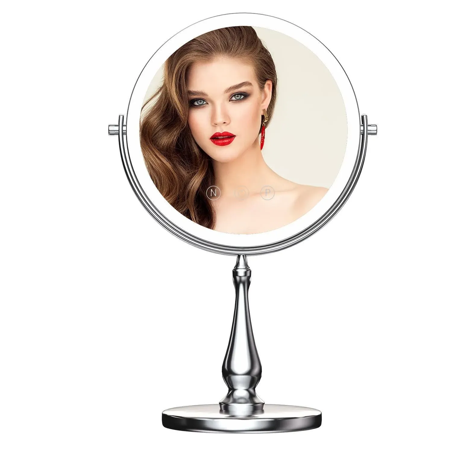 WIZCHARK 9&#034; Large Lighted Makeup Mirror, 1X/10X Magnifying Vanity Mirror