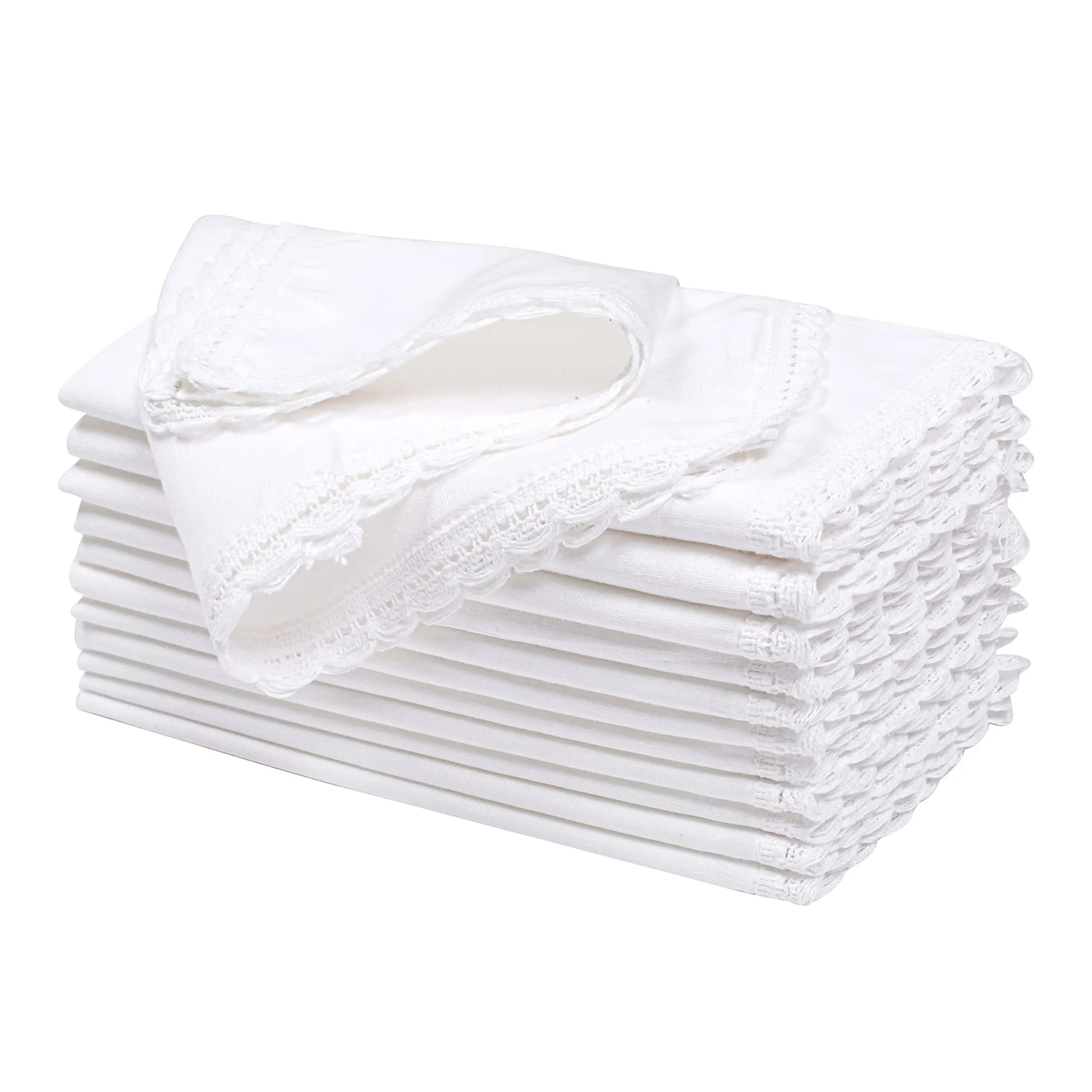 Cloth Dinner Napkins with Lace -100% Cotton -white color,20x20,Wedding Napkins ...