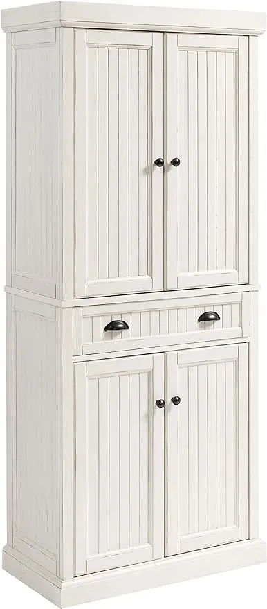 Crosley Seaside Kitchen Pantry, Distressed White