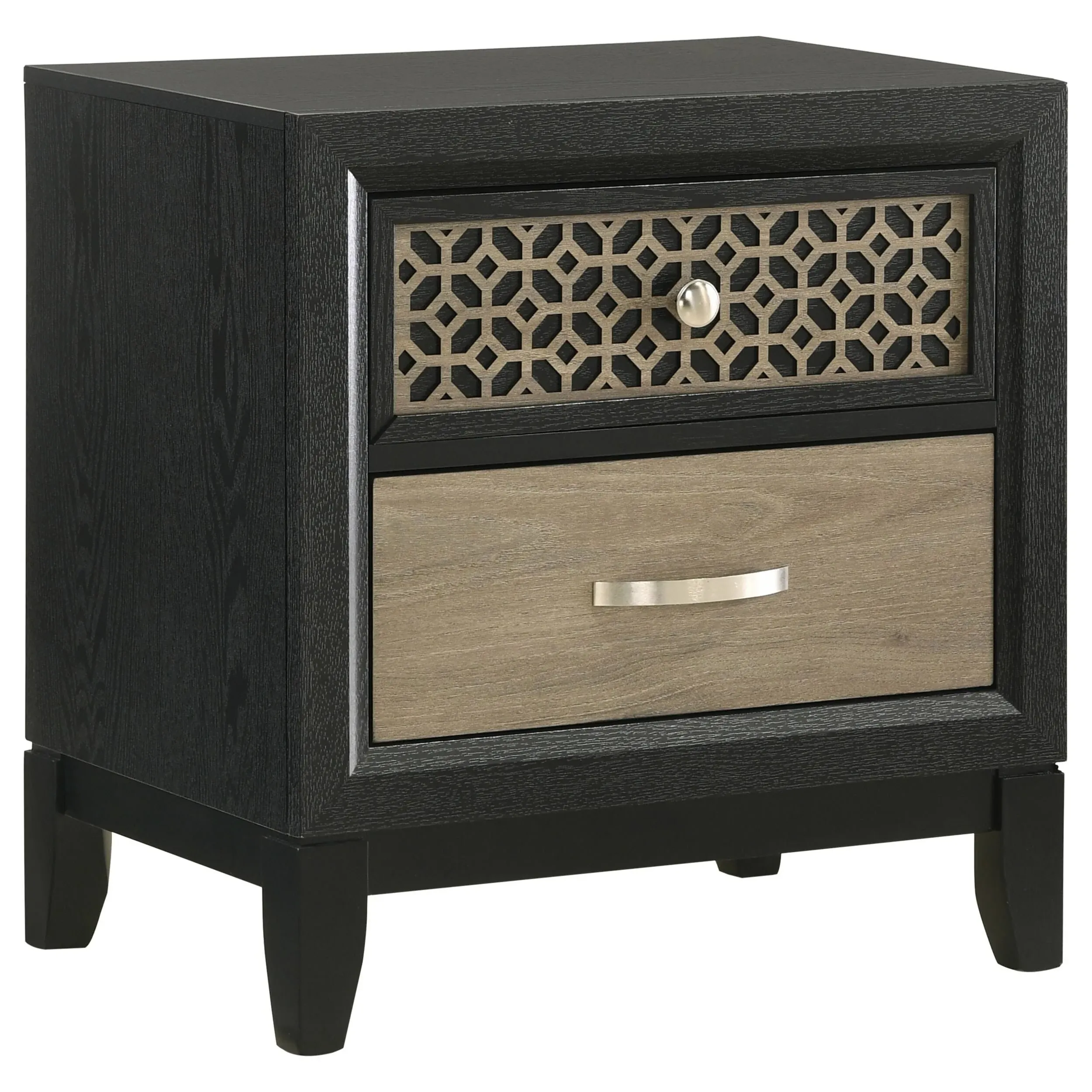 Valencia 2-Drawer Nightstand Light Brown and Black