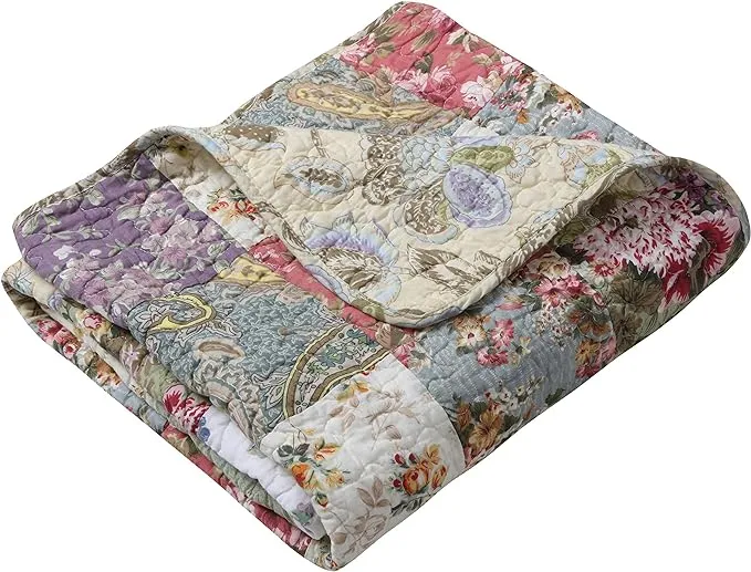  Blooming Prairie Quilted Patchwork Throw Blanket