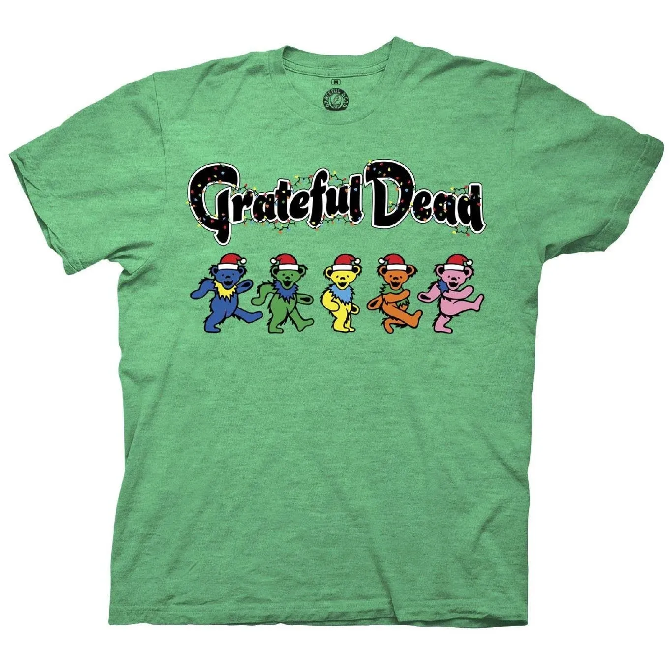 Ripple Junction Grateful Dead Men's Short Sleeve T-Shirt Christmas Steal Your Face Holiday Dancing Bears Officially Licensed