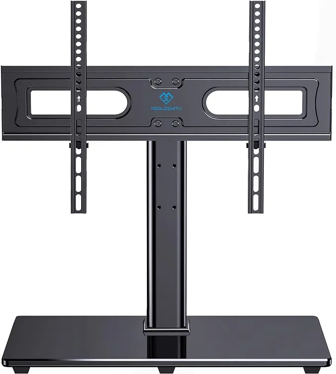 PERLESMITH Universal TV Stand Table Top TV Base for 37-75 inch LCD LED OLED 4K Flat Screen TVs-Height Adjustable TV Mount Stand with Tempered Glass Base, VESA 600x400mm, Holds up to 99lbs PSTVS11