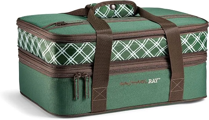 Rachael Ray Expandable Insulated Casserole Carrier for Hot or Cold Food, Thermal Lasagna Lugger Tote for Potluck, Parties, Picnic, and Cookouts, Fits 9" x 13" Baking Dish