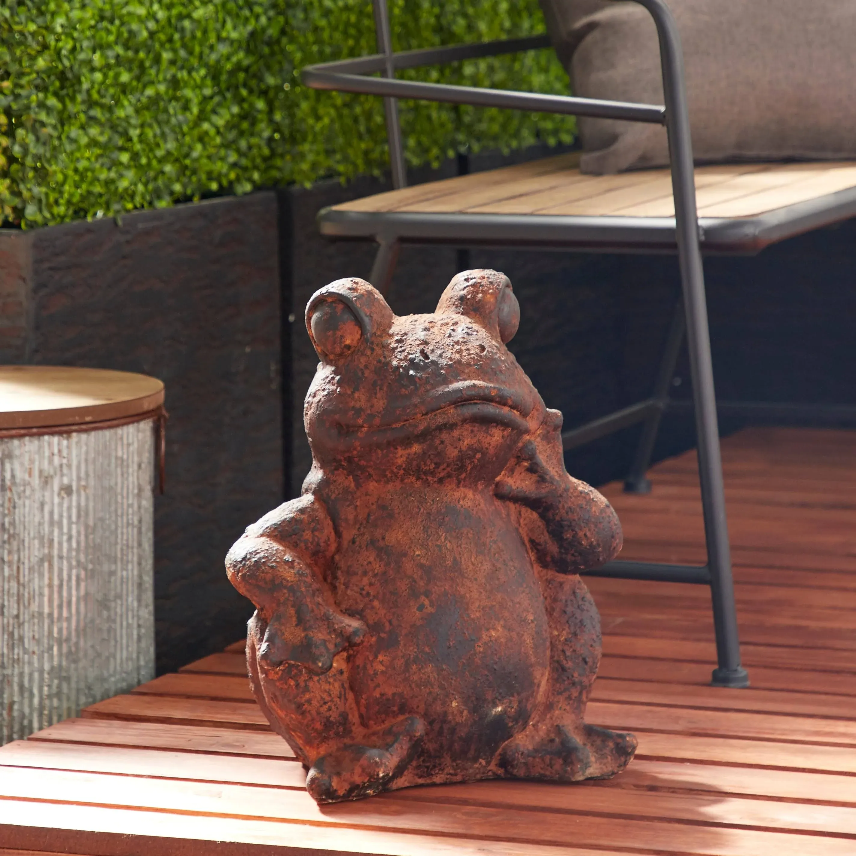 Deco 79 Rust Magnesium Oxide Frogs Garden Sculpture, 16 x 13 x 10 Inches