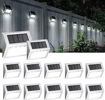 Outdoor Fence Lights,12 Pack Solar Powered Deck Lights Waterproof Stairs Light S