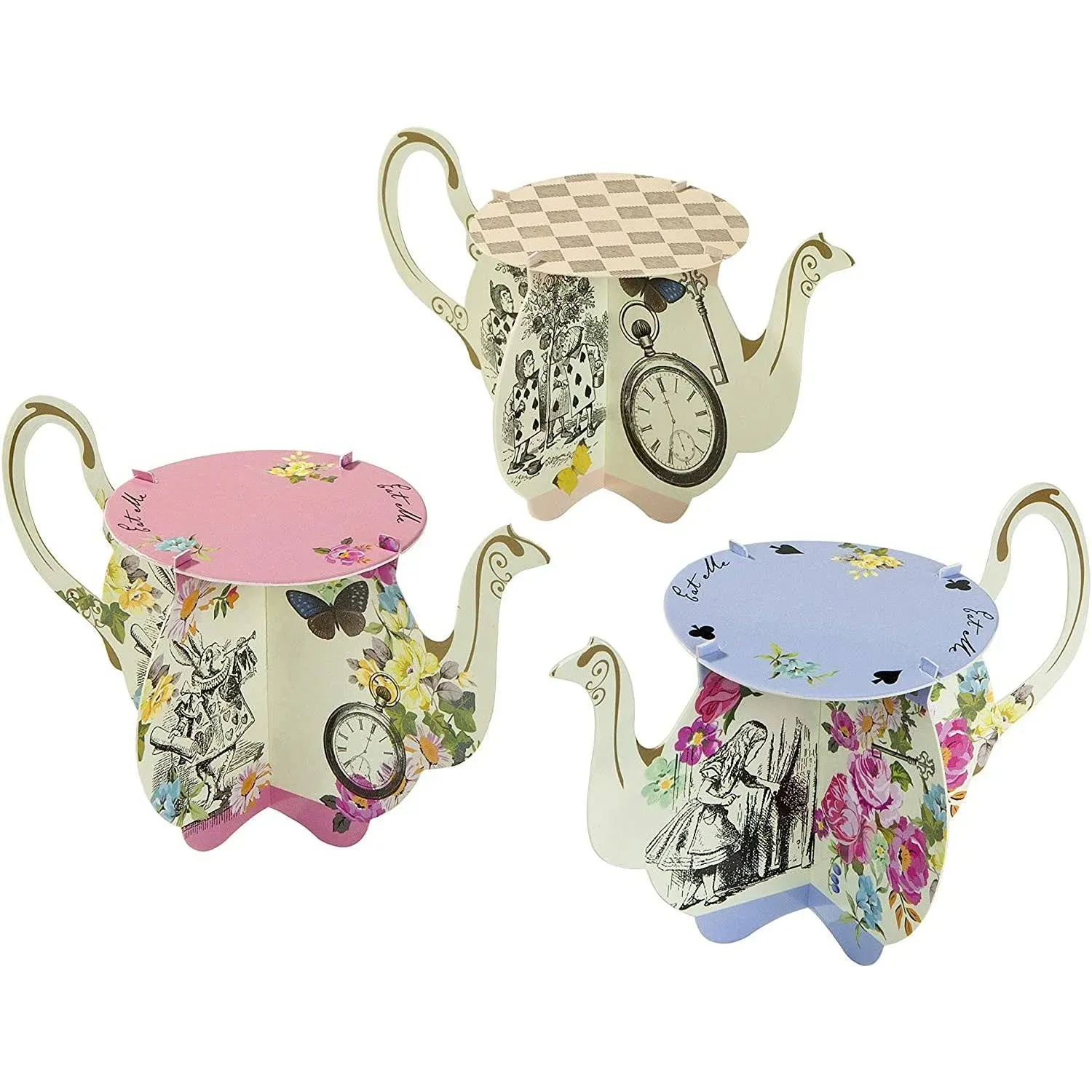 Talking Tables Truly Alice Teapot Cupcake Stands for a Tea Party, Multicolor (6 Pack)