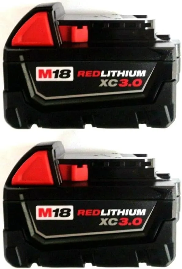 2 PACK 18V Milwaukee 48-11-1828 3.0 AH M18 XC Extended Red Lithium Battery USA