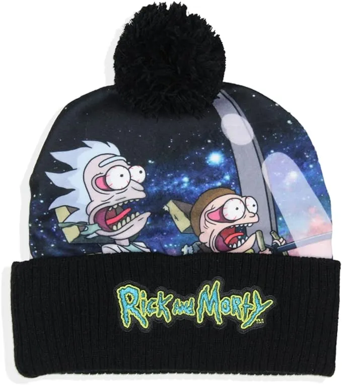 Rick And Morty Spaceship G-Force Embroidered Cuffed Pom Beanie Hat