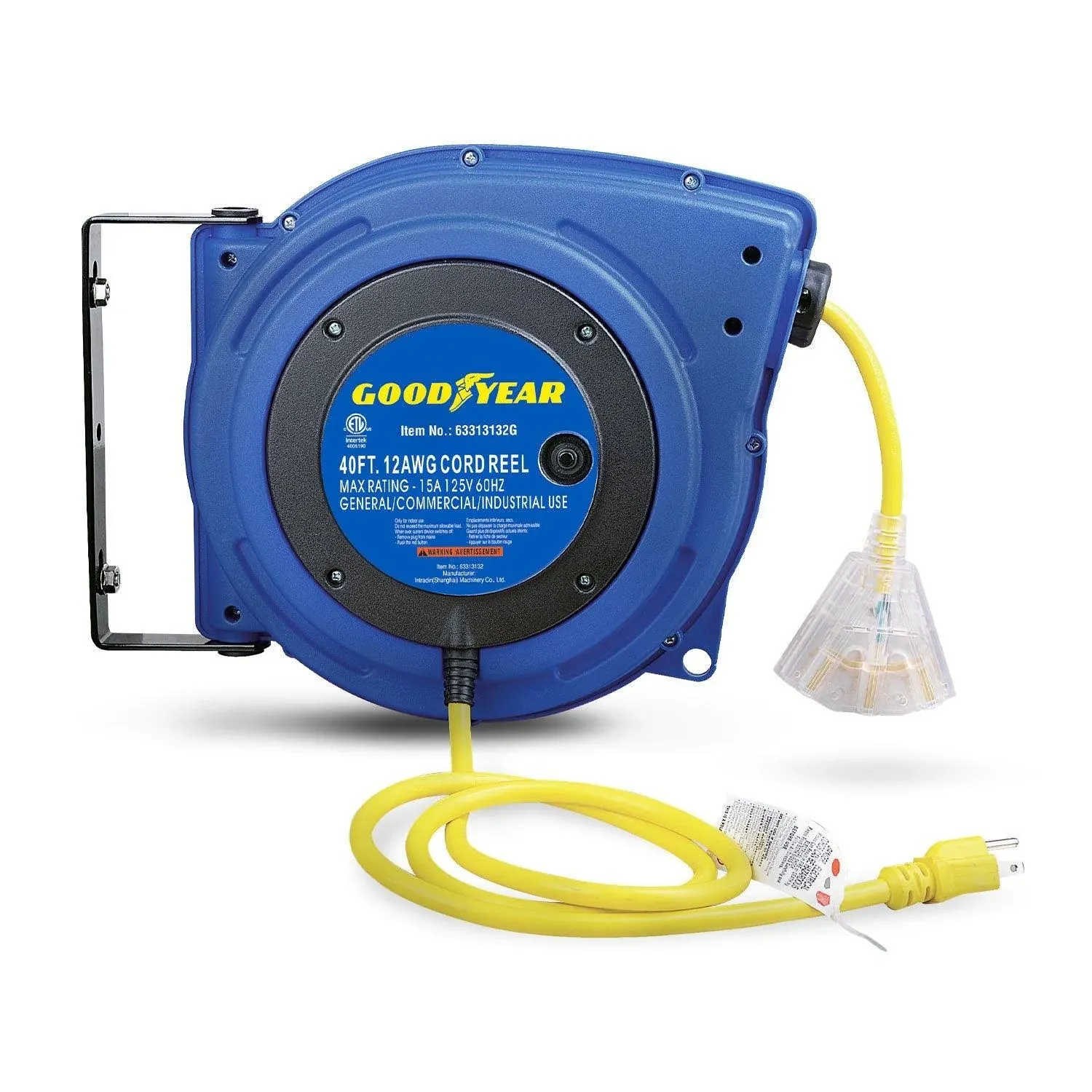 Goodyear Extension Cord Reels (12AWG x 40 FT (SJTOW Cable) w/LED Light-Up Tap)