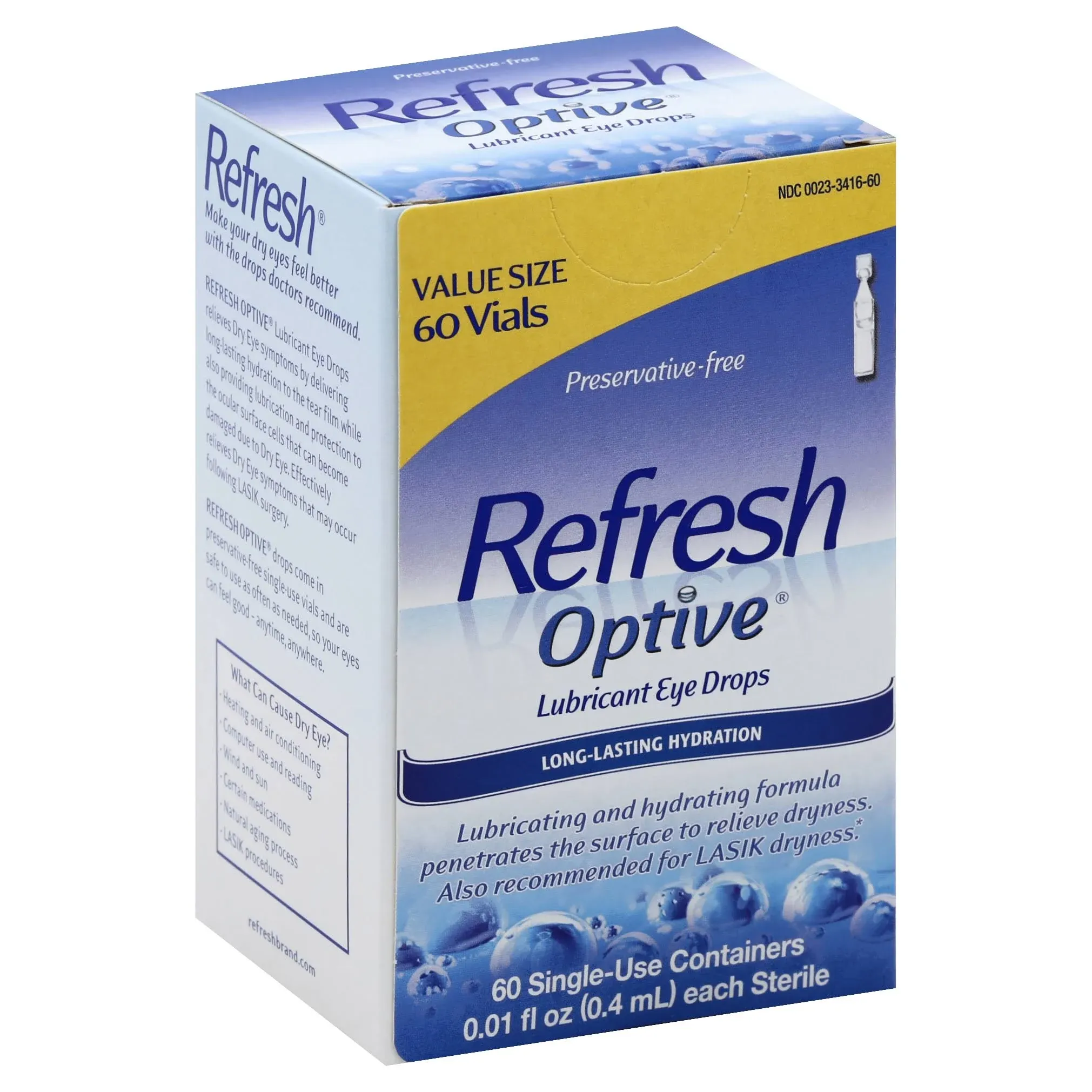 Refresh Optive Lubricant Eye Drops Preserved Tears, 15 mL