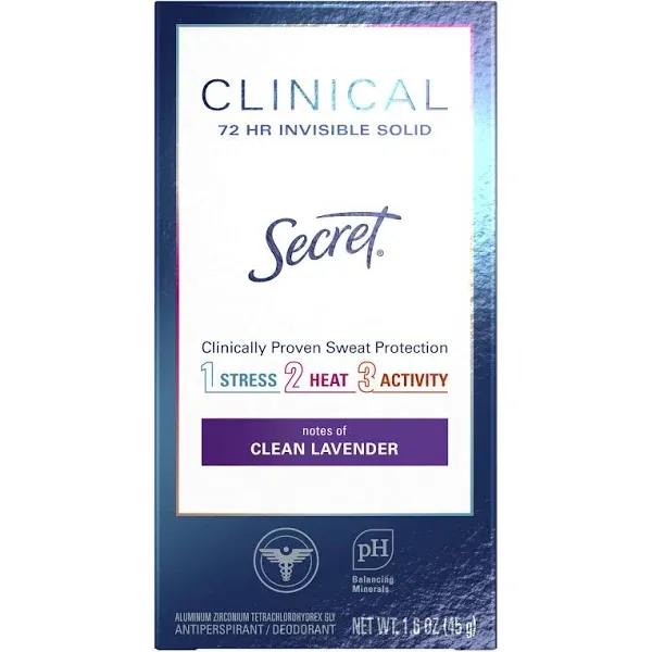 Secret Clinical + Strength Antiperspirant, Clean Lavender, Invisible Solid - 1.6 oz