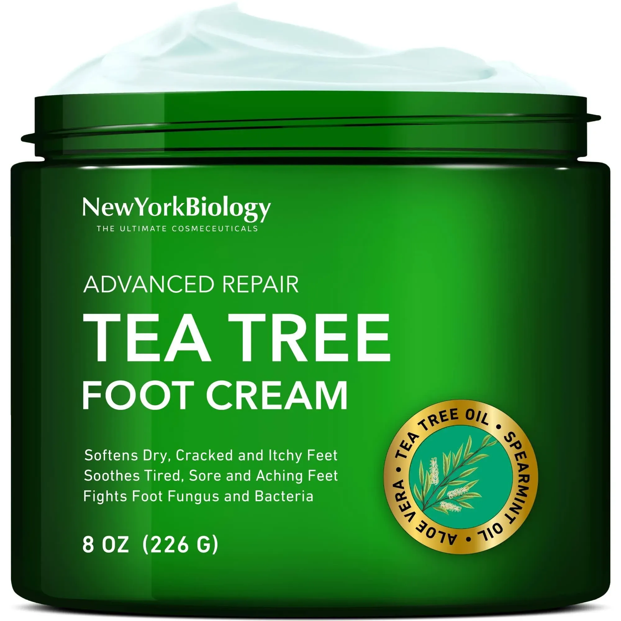 New York Biology Tea Tree Oil Foot Cream for Dry Cracked Feet, Athletes Foot ...