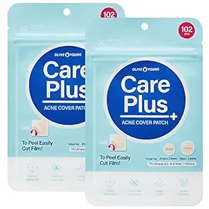 Olive Young Care Plus Spot Patch 2 Pack | Hydrocolloid Acne Korean Spot Patch to Cover Zits, Pimples and Blemishes, for Troubled Skin and Face (204