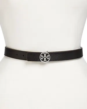 Tory Burch Reversible Leather Logo Belt - Black