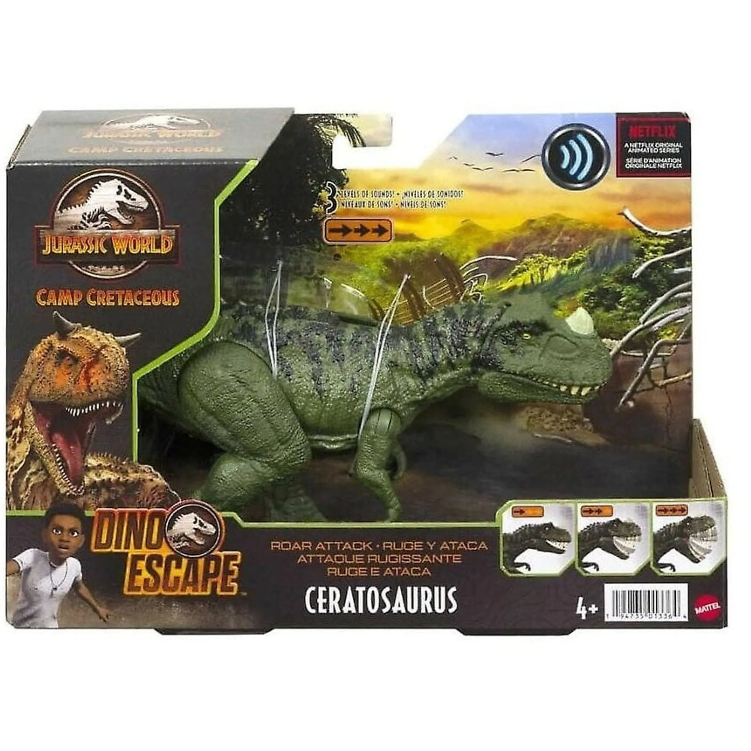 Jurassic World Camp Cretaceous Roar Attack Ceratosaurus Action Figure NIB