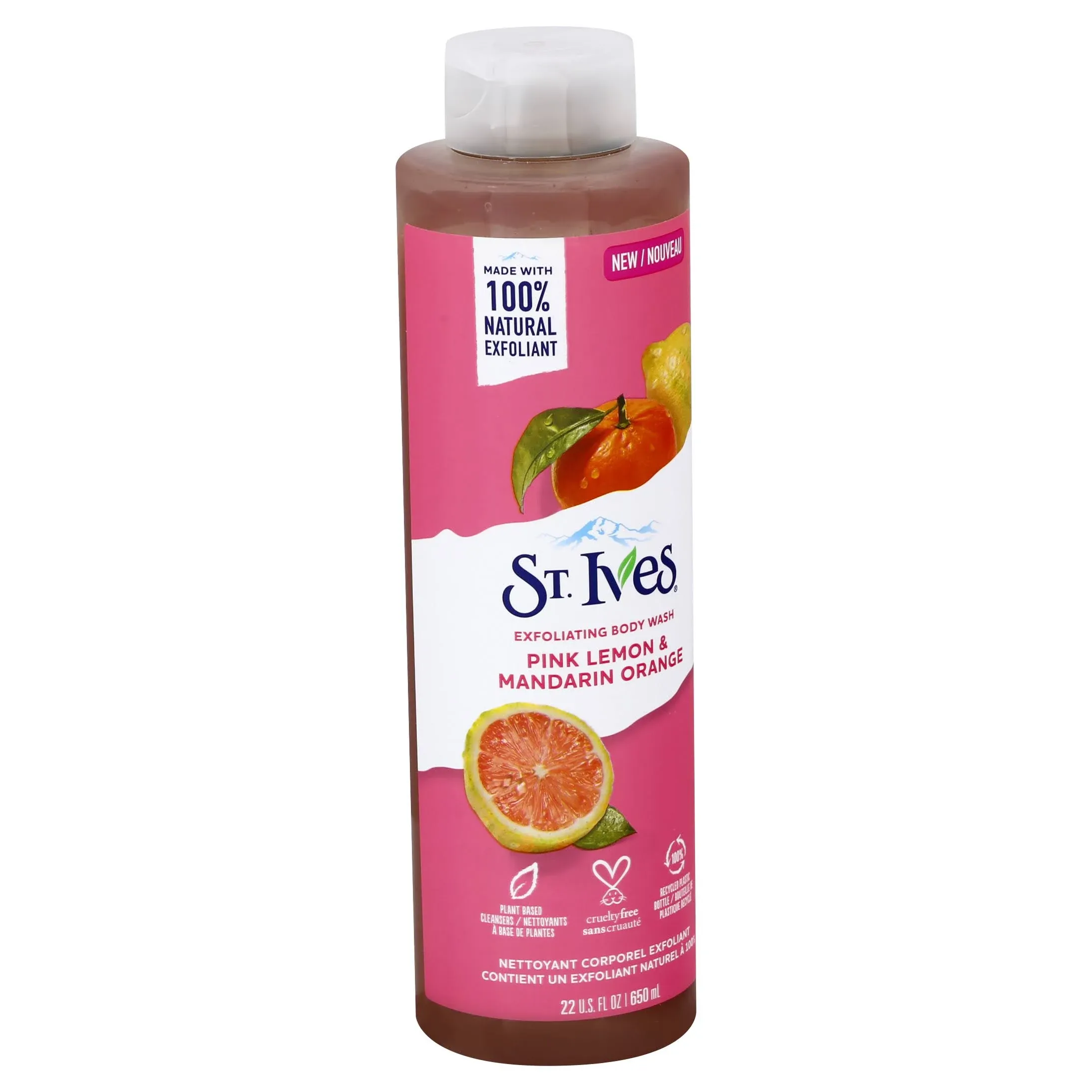 St. Ives Exfoliating Body Wash - Pink Lemon Body Wash for Women with Mandarin Orange, Citrus Body Wash, Body Soap, or Hand Soap with 100% Natural Exfoliants for Glowing Skin, 16 Oz Ea (Pack of 2)