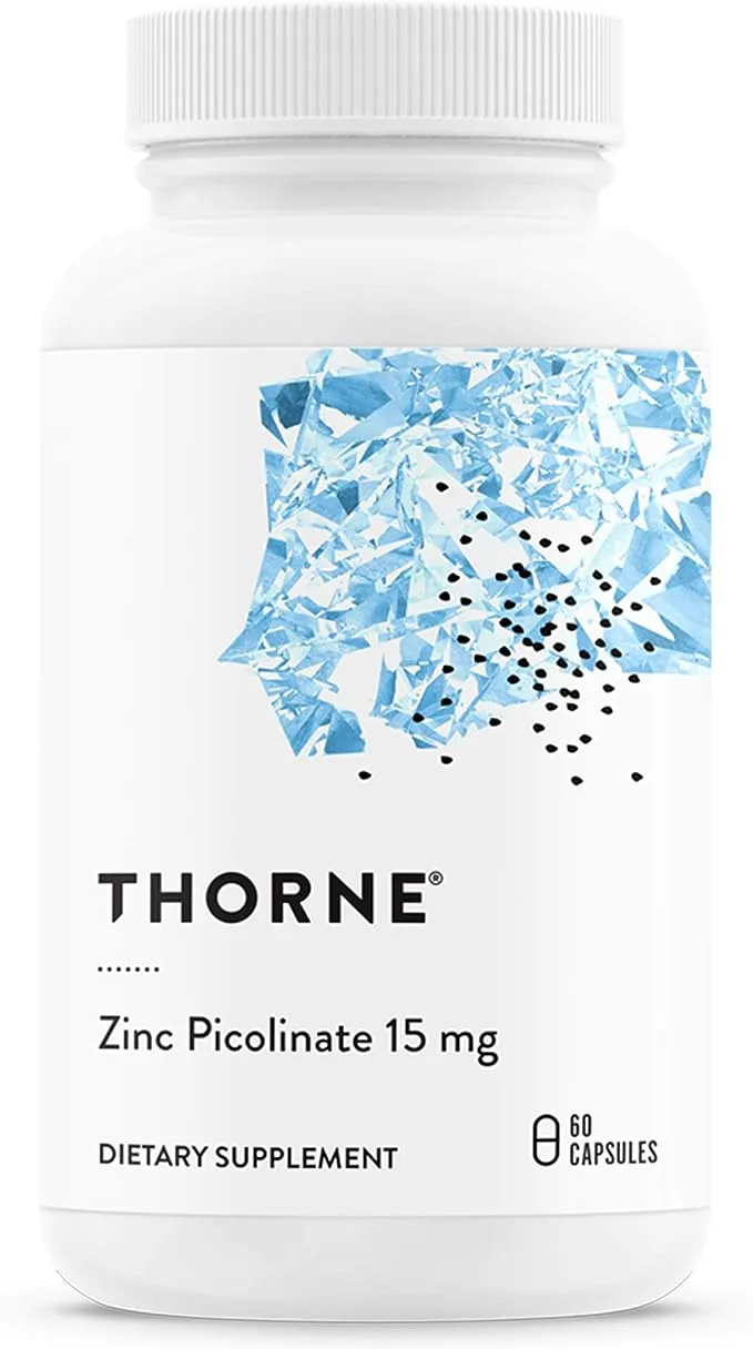 Thorne Zinc Picolinate 15mg - Highly Absorbable Zinc Supplement - Supports Wellness, Immune System, Eye, Skin, and Reproductive Health - Gluten-Free, Soy-Free, Dairy-Free - 60 Capsules