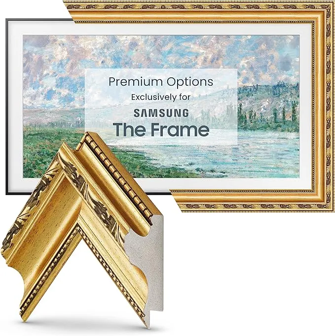 Deco TV Frames 65" Customizable Frame for Samsung The Frame TV 2021-2023 (Ornate Gold)