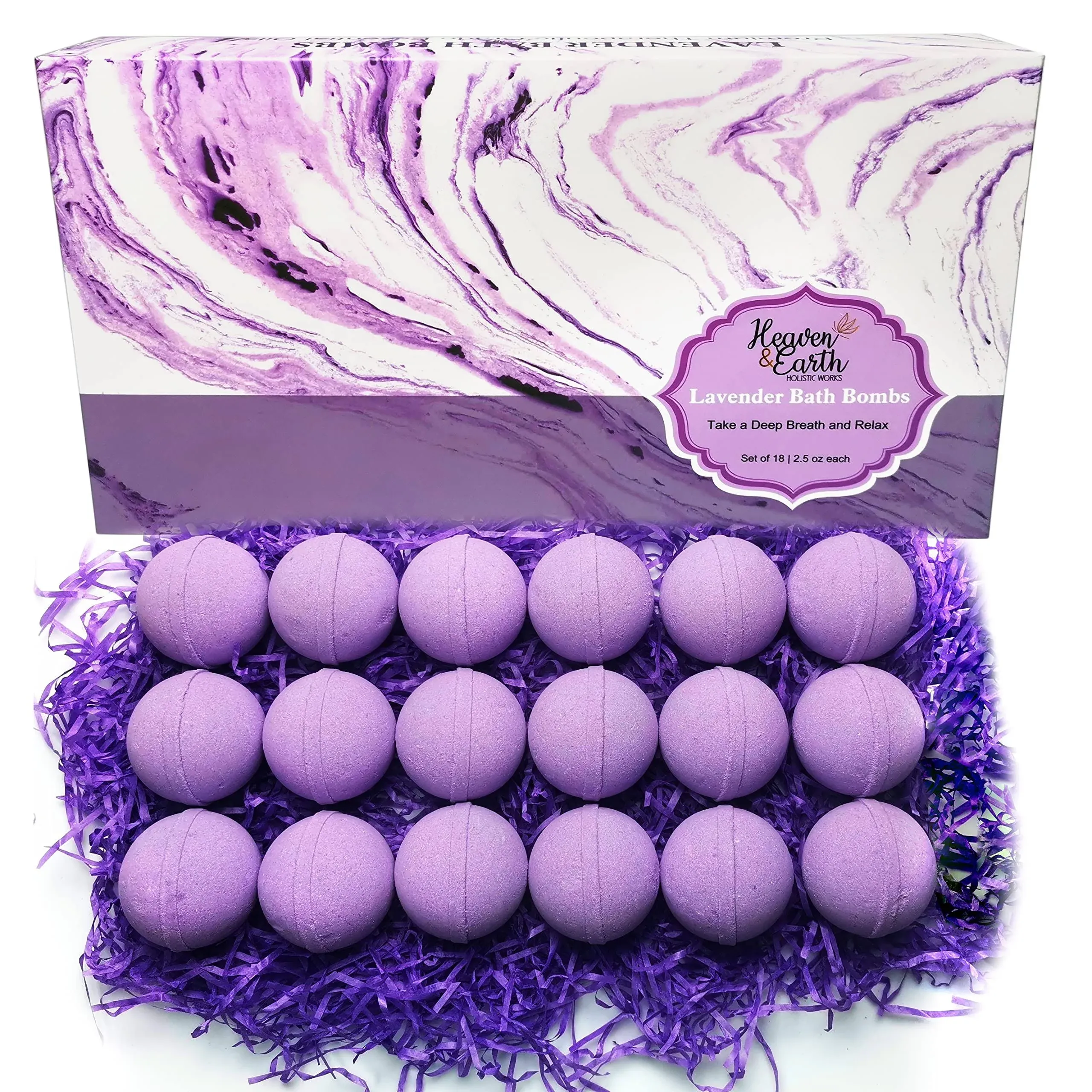 Lavender Bath Bombs Gift Set for Men and Women. 18 Lavender Bath Bombs Bulk with ...