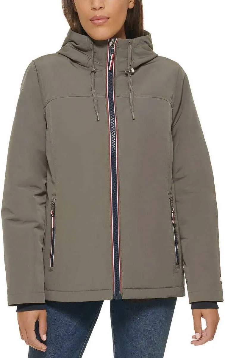 Tommy Hilfiger Women's Full Zip Heavyweight Softshell Hooded Fleece Lined Jacket