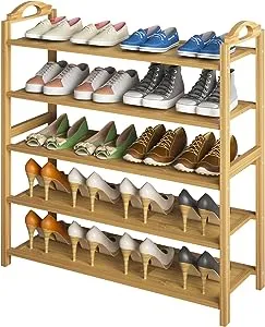 UDEAR Bamboo Shoe Rack 5-Tier Shoe Storage Organizer Entryway Shoe Shelf