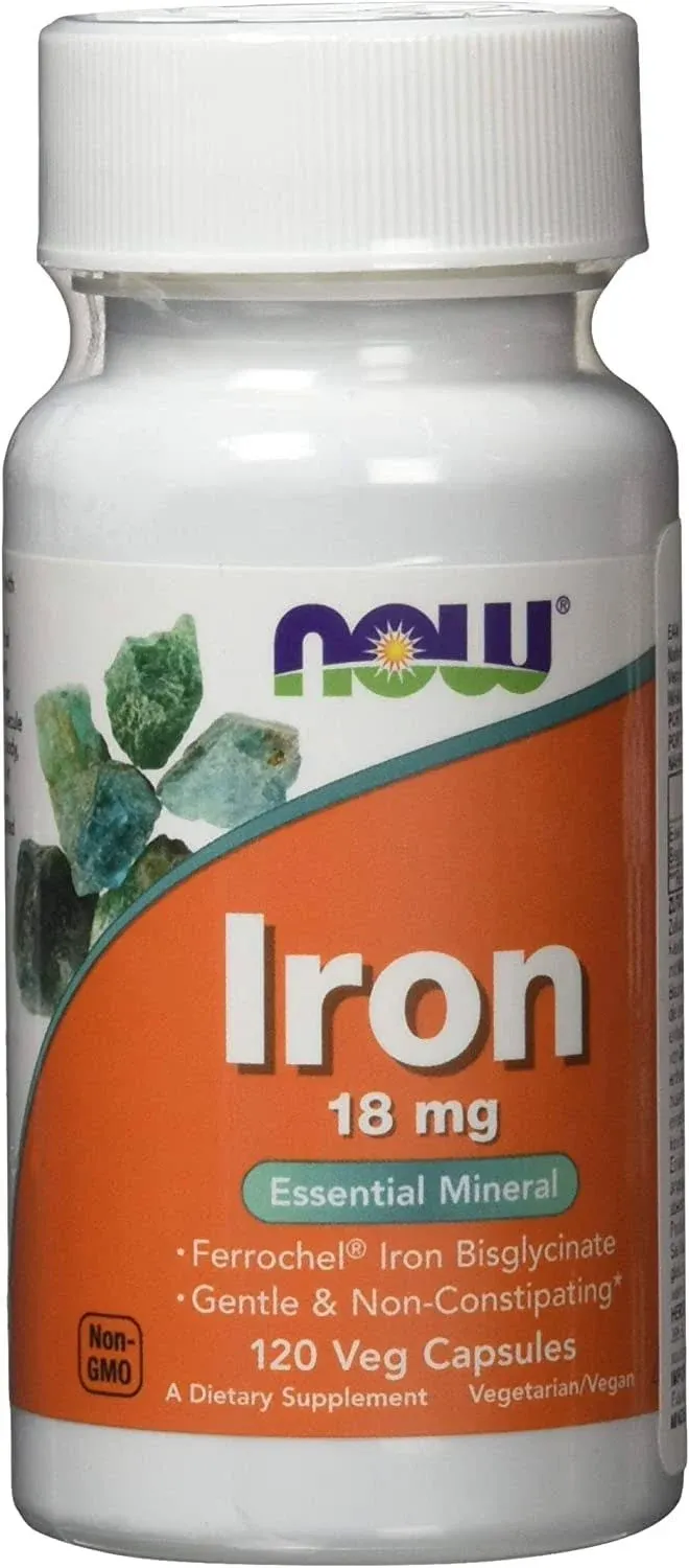 Now Foods Iron 18 mg 120 Veg Capsules