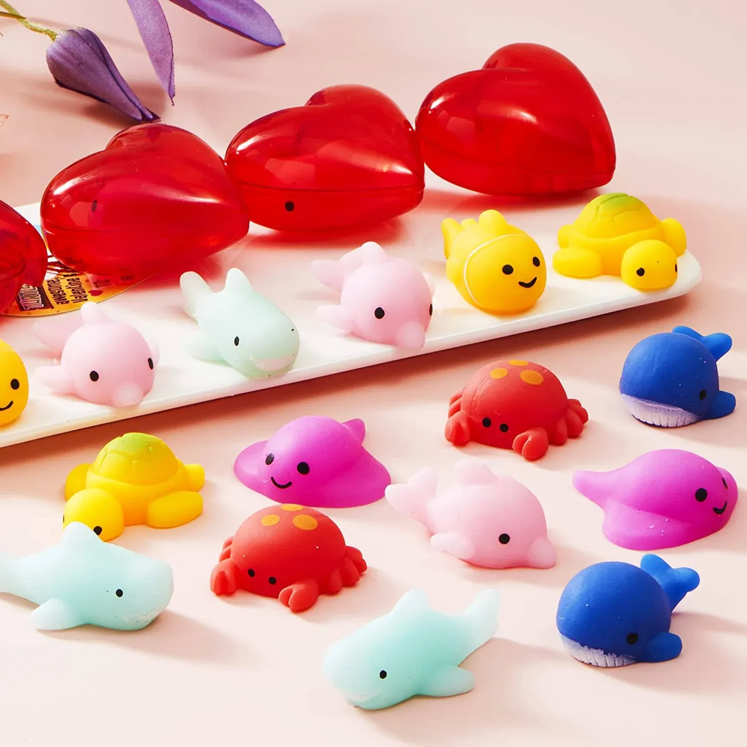 28 Mochi Squishies Filled Hearts and Valentine Cards for Kids Classroom Exchange ...