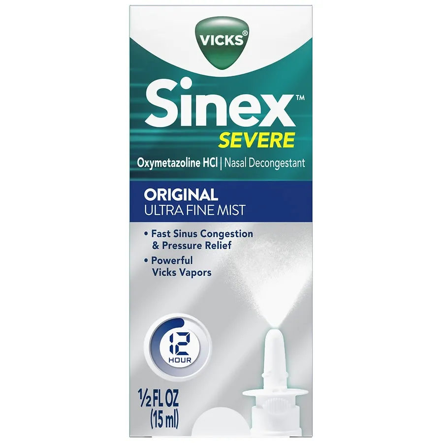 Vicks Sinex Severe Nasal Spray, Original Ultra Fine Mist, Decongestant Medicine,