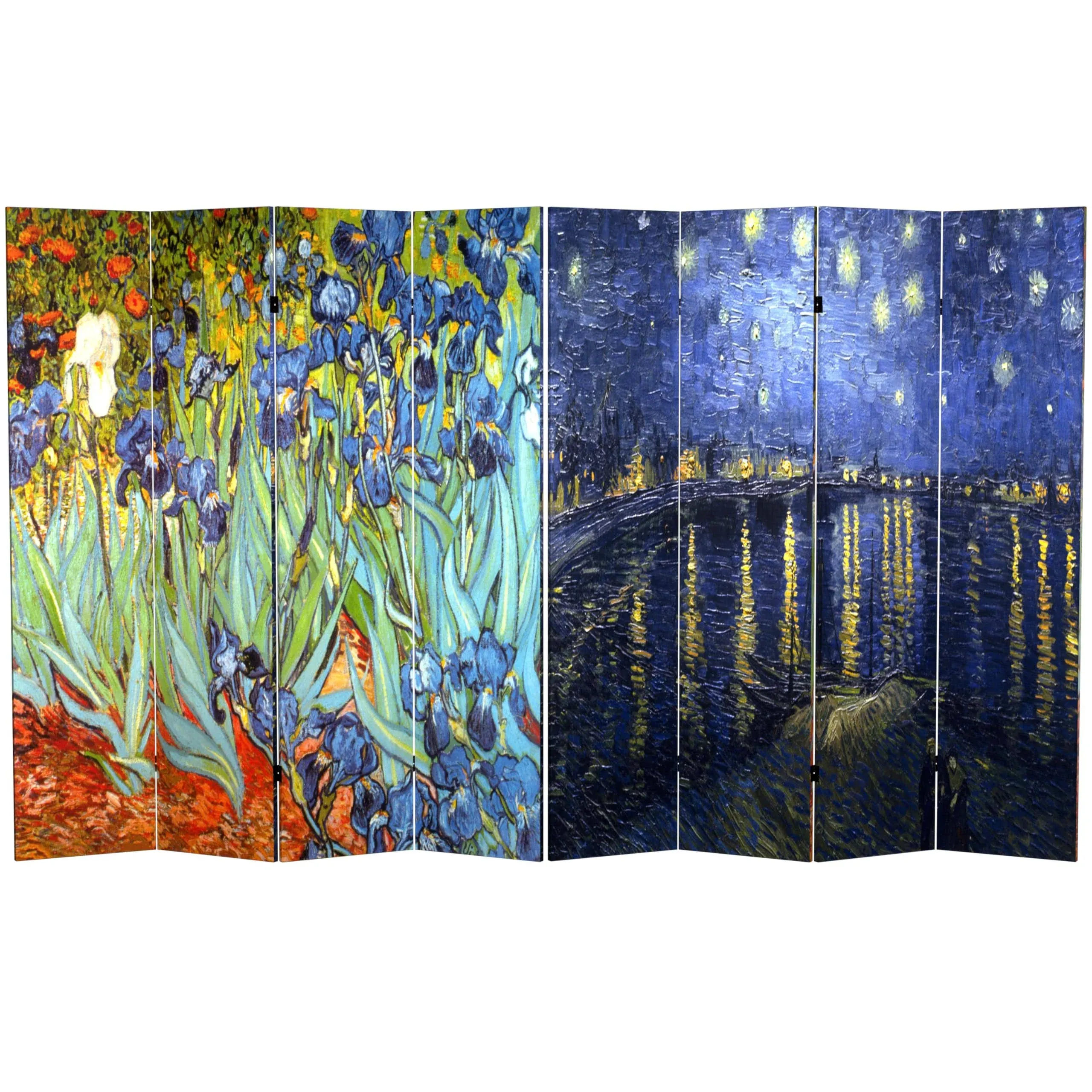 6' Tall Double Sided Works of Van Gogh Canvas Room Divider