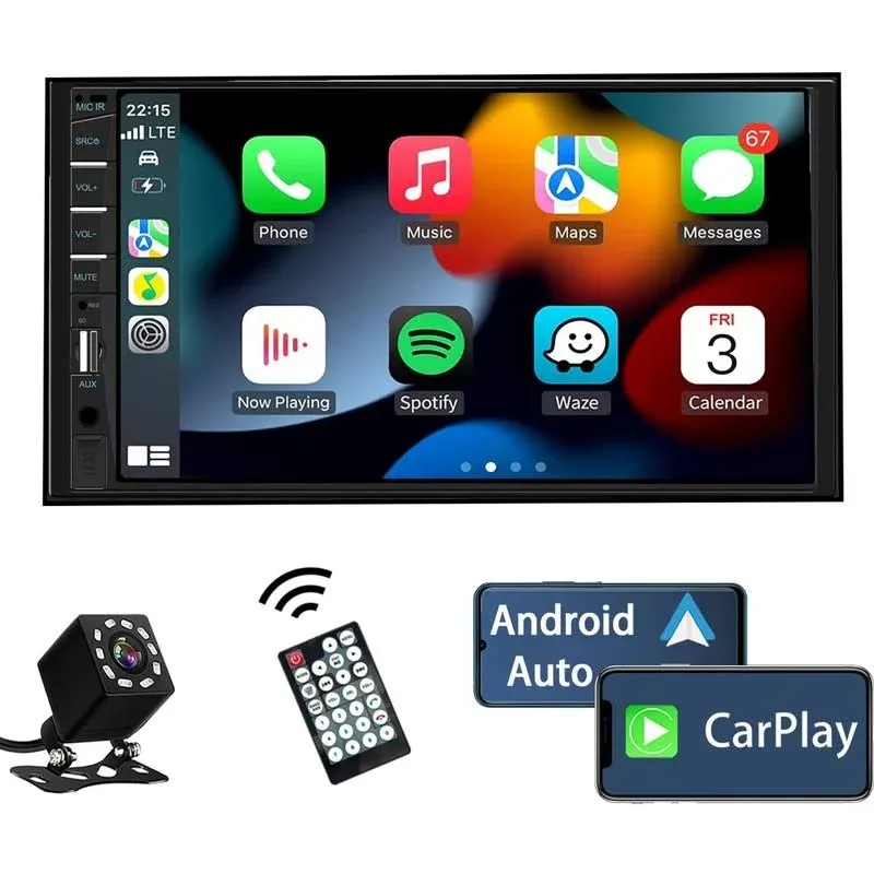 Naifay Double Din Car Stereo Compatible with Apple Carplay and Android Auto, ...