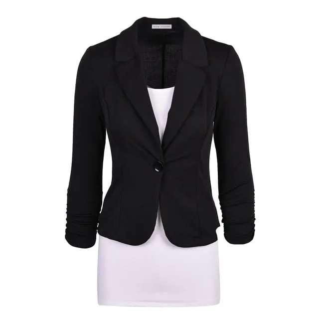 Auliné Collection Women's Casual Work Solid Color Knit Blazer