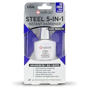 Nail Aid Steel Instant Hardener, Clear, 0.55 Fluid Ounce