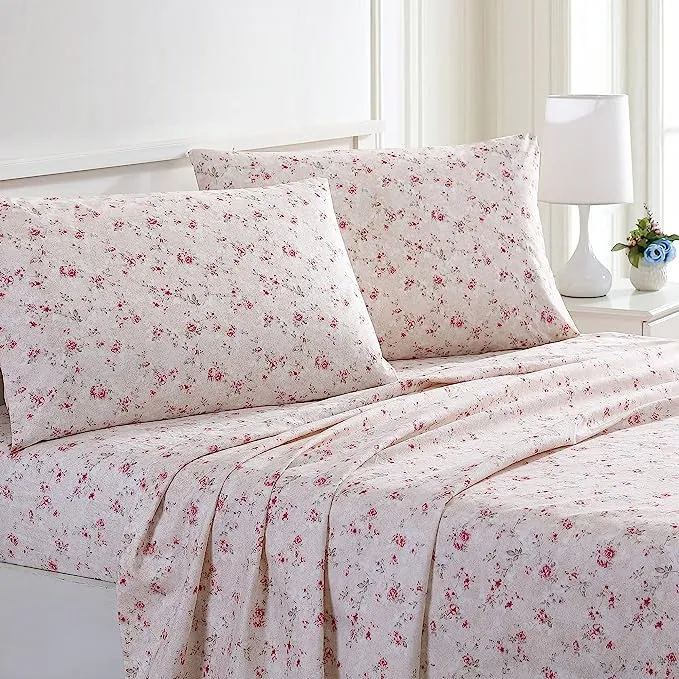 Modern Threads Printed 4 Piece Sheet Set, Kashmir Rose, Queen