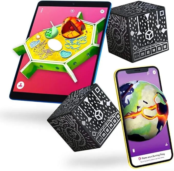 Merge Cube - Augmented Reality Hands-on Tool for Education - Science & STEM Toy - Digital Teaching Aids - Science Simulations - Home School & Classroom Learning - iOS & Chromebook Compatible