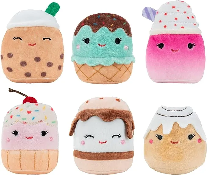 Squishville by Original Squishmallows Sweet Tooth Squad Plush - 2-Inch Bernice, Chanel, Cinnamon, Carmelita, Maya & Clara Plush - Toys for Kids